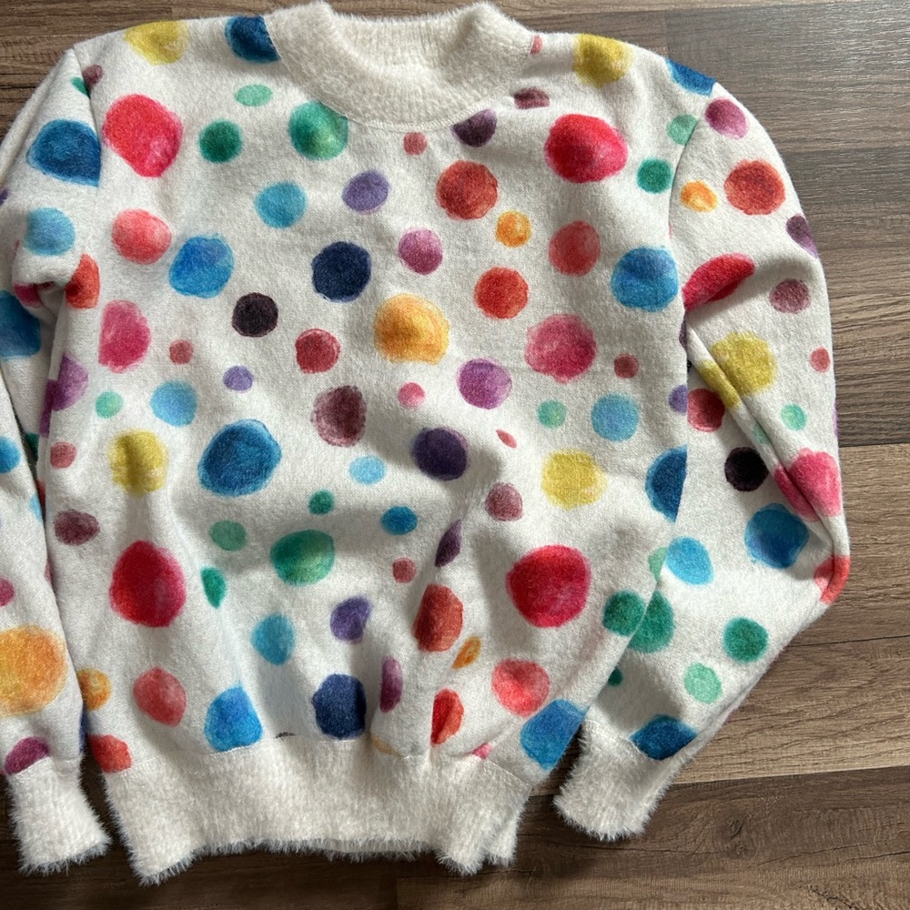 Girls Colorful Polka Dot Sweater